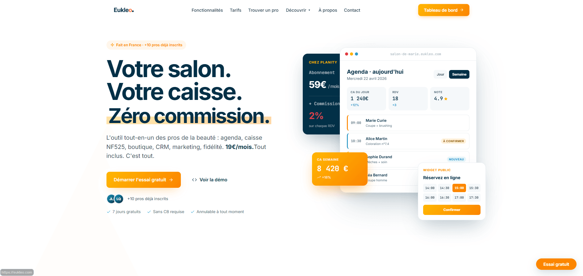 Eukleo — Plateforme SaaS pour les pros de la beauté